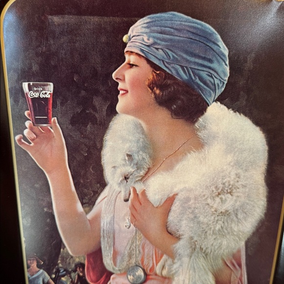 1975 Coca-Cola Art Deco Style Metal Tray with 1920’s Flapper Girl - Picture 4 of 8